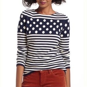 Sparrow Navy & White Polka Dot Stripe Sweater